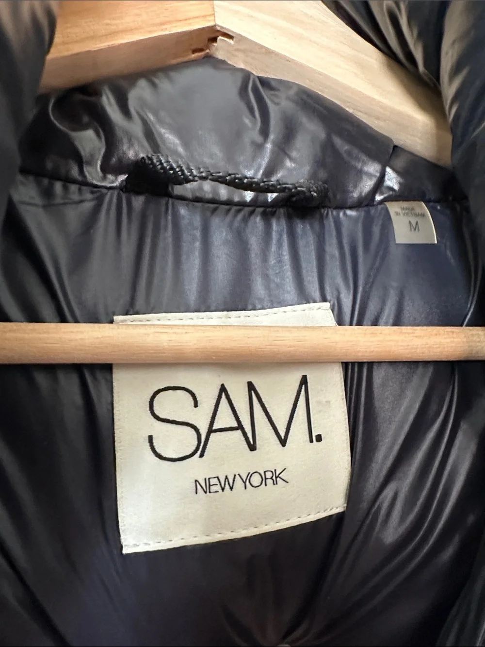 SAM New York Fox Fur-Trim Belted Down Puffer Jacket (Mid-length)